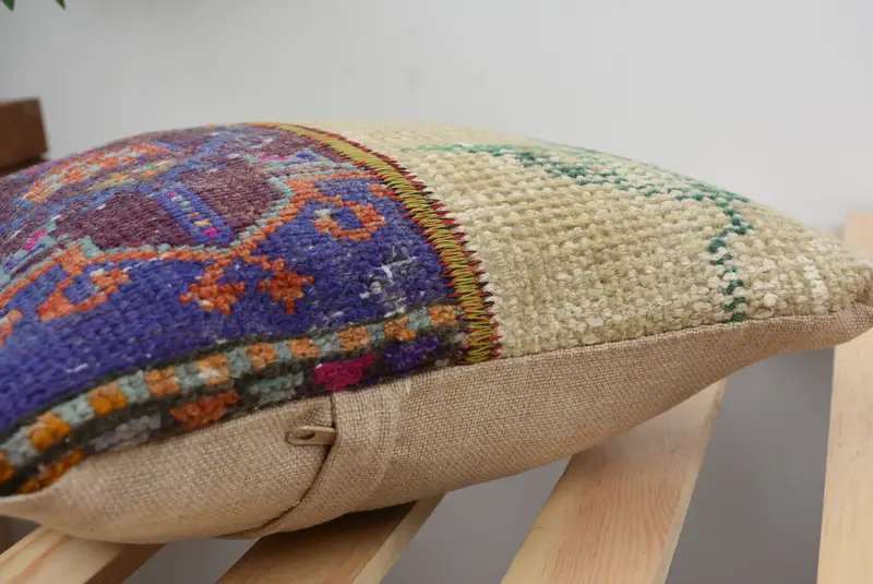 Ethnic Pillow Cover, Office Chair Pillow, 12x12 Blue Cushion Cover, Pillow, Antique Pillows, Turkish Kilim Pillow, Pillow for Sofa - 5
