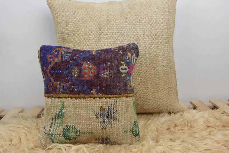 Ethnic Pillow Cover, Office Chair Pillow, 12x12 Blue Cushion Cover, Pillow, Antique Pillows, Turkish Kilim Pillow, Pillow for Sofa - 6