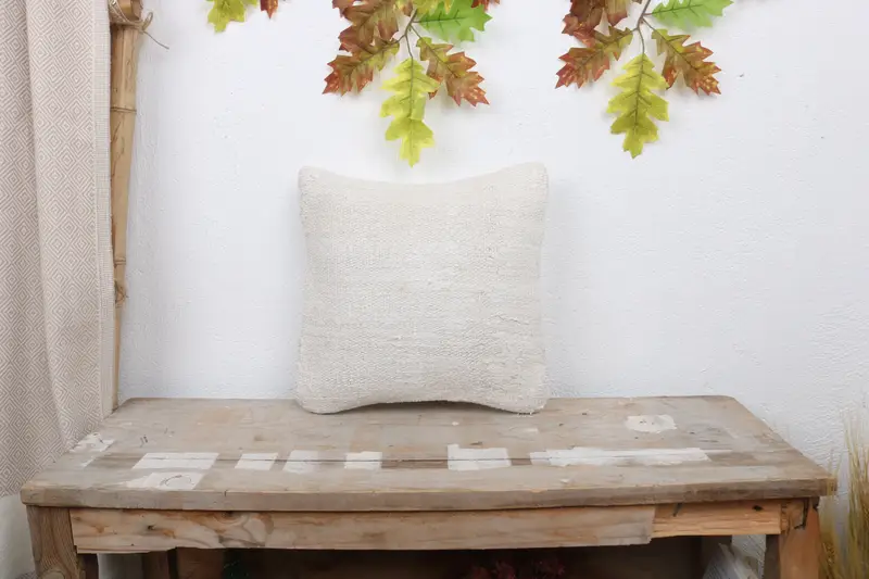 Kilim Pillow Cover, Interior Designer Pillow, Cushion Case, Car Pillow, 12x12 White Pillow Sham, Pillow for Couch, Handwoven Pillow Case - 1