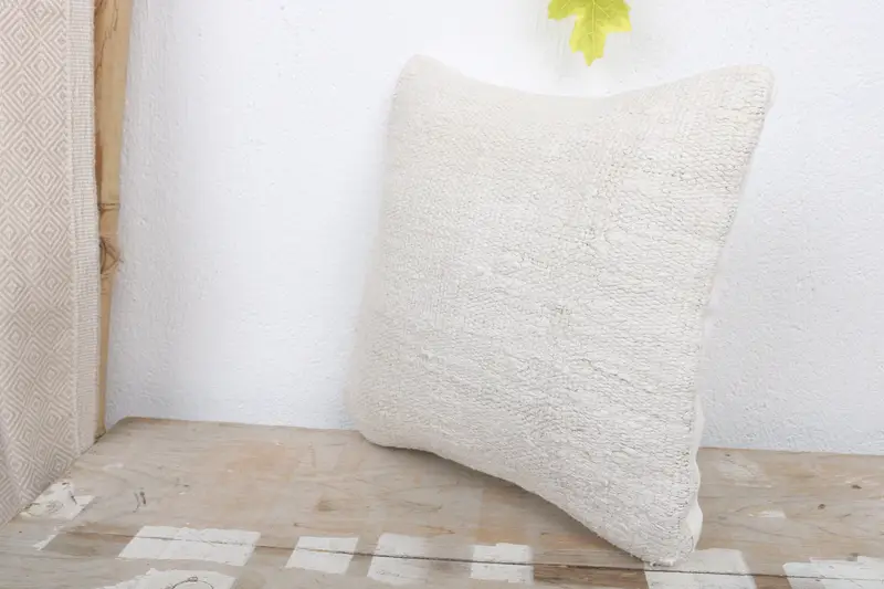 Kilim Pillow Cover, Interior Designer Pillow, Cushion Case, Car Pillow, 12x12 White Pillow Sham, Pillow for Couch, Handwoven Pillow Case - 5