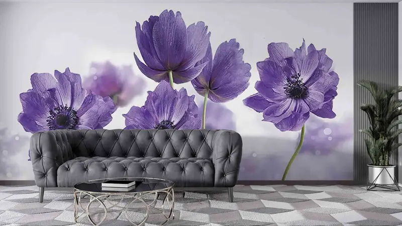 Modern Wall Print, Purple Flower Paper Craft, Botanical Wallpaper, Abstract Flower Wall Painting, Paper Cutting Art, Lilac Flowers Wall Art - 5