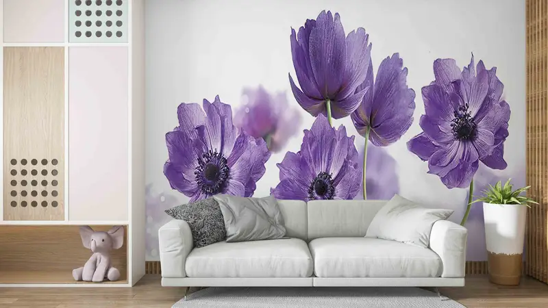 Modern Wall Print, Purple Flower Paper Craft, Botanical Wallpaper, Abstract Flower Wall Painting, Paper Cutting Art, Lilac Flowers Wall Art - 4