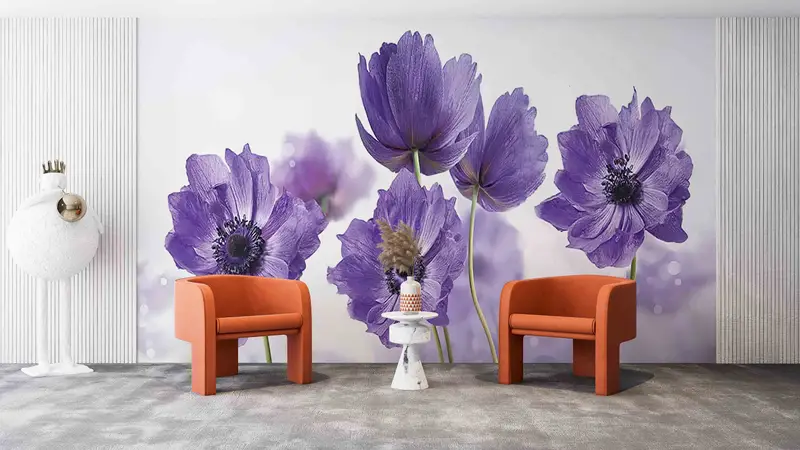 Modern Wall Print, Purple Flower Paper Craft, Botanical Wallpaper, Abstract Flower Wall Painting, Paper Cutting Art, Lilac Flowers Wall Art - 6