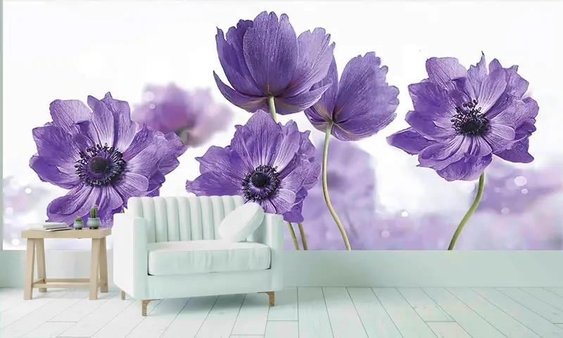 Modern Wall Print, Purple Flower Paper Craft, Botanical Wallpaper, Abstract Flower Wall Painting, Paper Cutting Art, Lilac Flowers Wall Art - 2