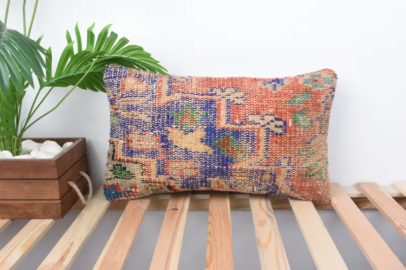 Cushion Cover, Gift Pillow, Custom Cushion Cover, Interior Designer Pillow, 12x20 Red Pillow Cover, Turkish Kilim Pillow, Cozy Throw Pillow Cover - 1