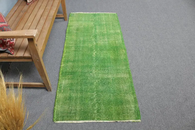 Alfombra verde del suroeste, decoración elegante de 2,3x5,5 pies