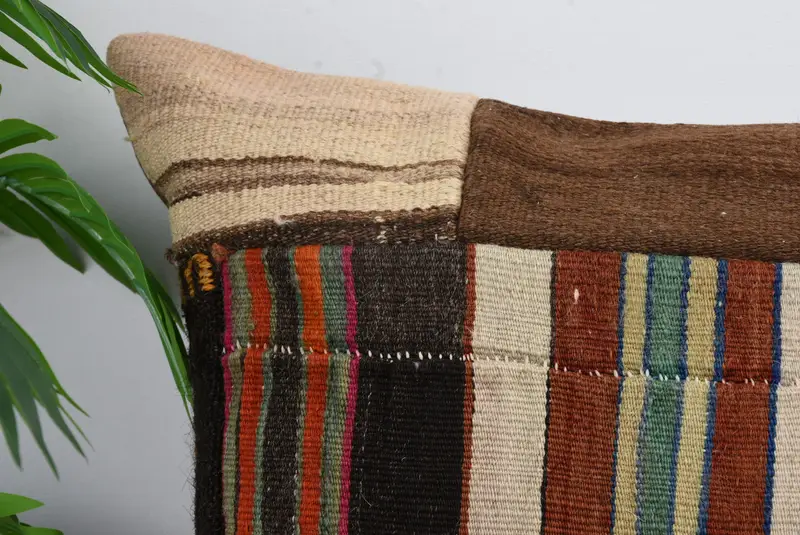 20x20 Brown Cushion Cover, Aztec Cushion Case, Antique Pillows, Vintage Pillow, Pillow for Couch, Cotton Cushion, Bed Pillow Cover, Pillow Cover - 2