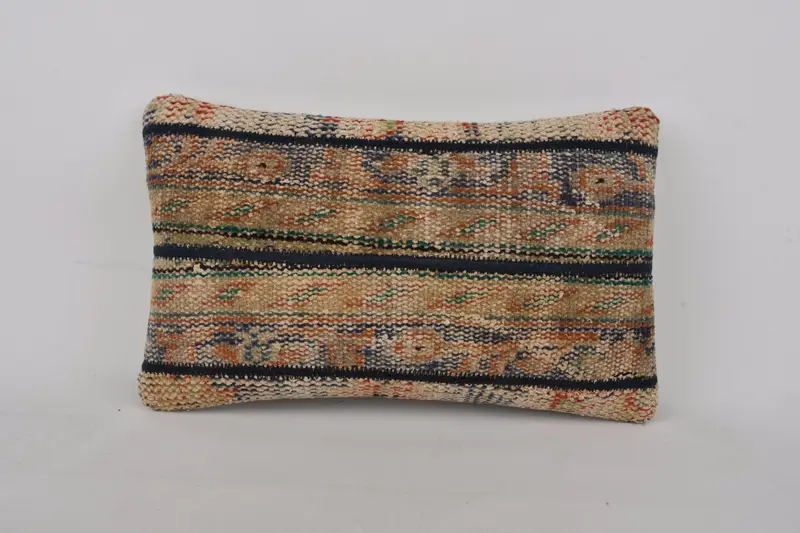 Pillow Sham, 12x20 Blue Cushion Case, Boho Throw Pillow Cover, Home Decor Pillow, Ethnic Throw Pillow Sham, Pillow for Sofa, Turkish Kilim Pillow - 1