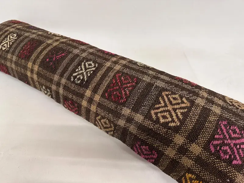 Cotton Pillow Cover, Neutral Throw Cushion, Pillow Cover, 12x43 Beige Pillow, Vintage Kilim Pillow, Antique Pillows, Kilim Cushion Sham - 6