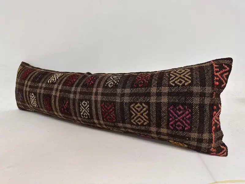 Cotton Pillow Cover, Neutral Throw Cushion, Pillow Cover, 12x43 Beige Pillow, Vintage Kilim Pillow, Antique Pillows, Kilim Cushion Sham - 3
