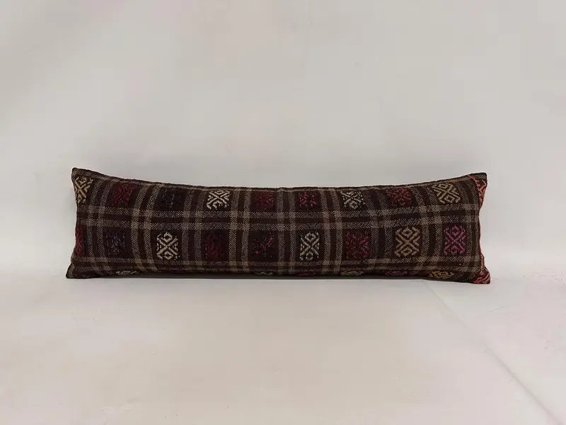 Cotton Pillow Cover, Neutral Throw Cushion, Pillow Cover, 12x43 Beige Pillow, Vintage Kilim Pillow, Antique Pillows, Kilim Cushion Sham - 1
