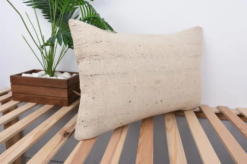 16x24 Beige Pillow Case, Vintage Kilim Throw Pillow, Floor Pillow Case, Home Decor Pillow, Interior Designer Pillow, Cushion Case - 4