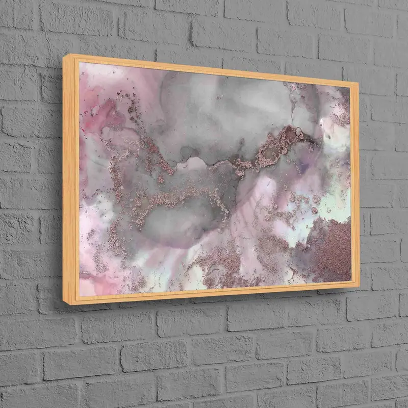 エレガントなきらめくピンクの大理石プリントキャンバス - 高級ウォールアート