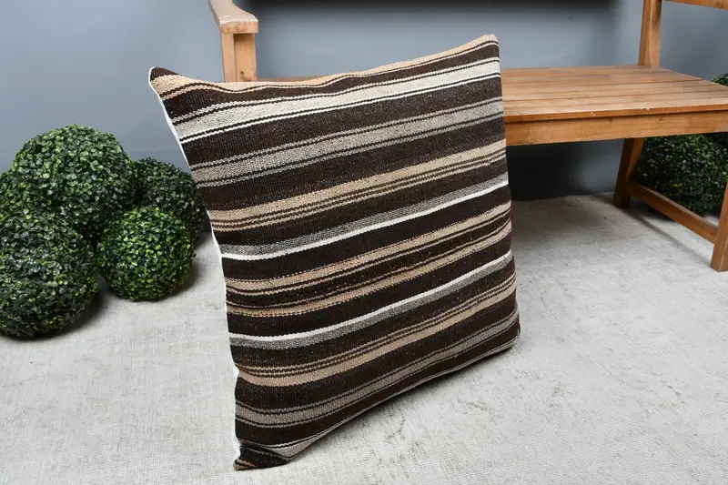 Ethnic Pillow, 28x28 Brown Cushion Case, Pillow for Couch, One Of A Kind Pillow Cover, Pillow Sham, Interior Designer Pillow, Gift Pillow - 7