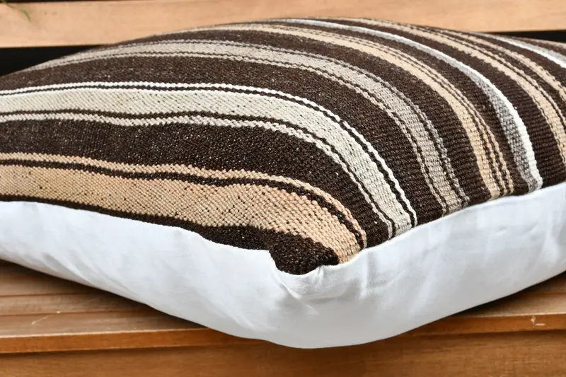 Ethnic Pillow, 28x28 Brown Cushion Case, Pillow for Couch, One Of A Kind Pillow Cover, Pillow Sham, Interior Designer Pillow, Gift Pillow - 3