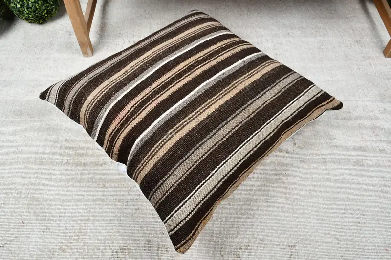 Ethnic Pillow, 28x28 Brown Cushion Case, Pillow for Couch, One Of A Kind Pillow Cover, Pillow Sham, Interior Designer Pillow, Gift Pillow - 8