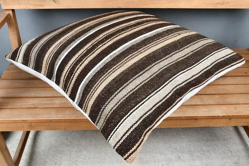 Ethnic Pillow, 28x28 Brown Cushion Case, Pillow for Couch, One Of A Kind Pillow Cover, Pillow Sham, Interior Designer Pillow, Gift Pillow - 2