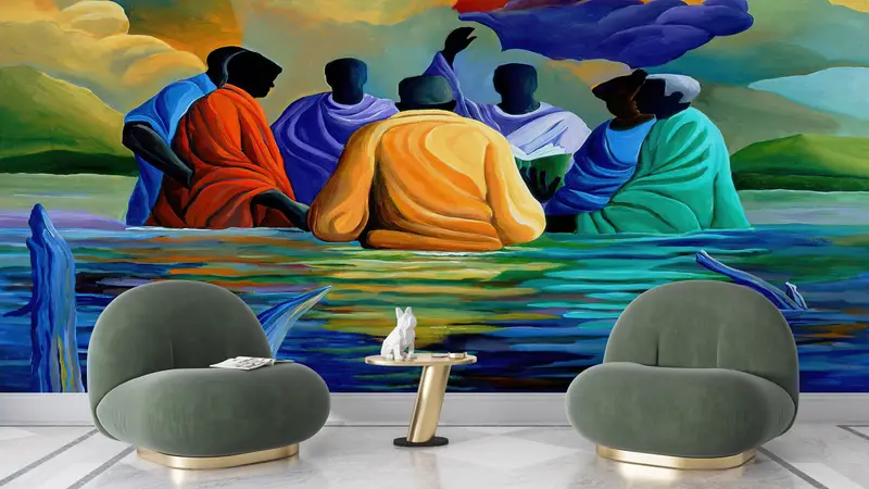 Baptism Wall Art, Paper Wall Art, African Wall Painting, Wall Paper Peel and Stick, 3d Wall Paper, African People Mural, - 9