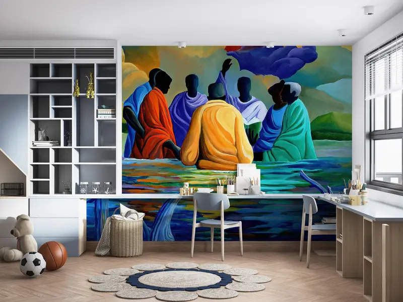 Baptism Wall Art, Paper Wall Art, African Wall Painting, Wall Paper Peel and Stick, 3d Wall Paper, African People Mural, - 2