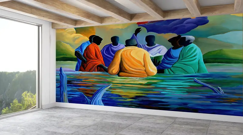 Baptism Wall Art, Paper Wall Art, African Wall Painting, Wall Paper Peel and Stick, 3d Wall Paper, African People Mural, - 10