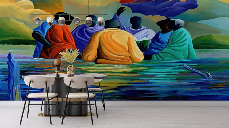 Baptism Wall Art, Paper Wall Art, African Wall Painting, Wall Paper Peel and Stick, 3d Wall Paper, African People Mural, - 1