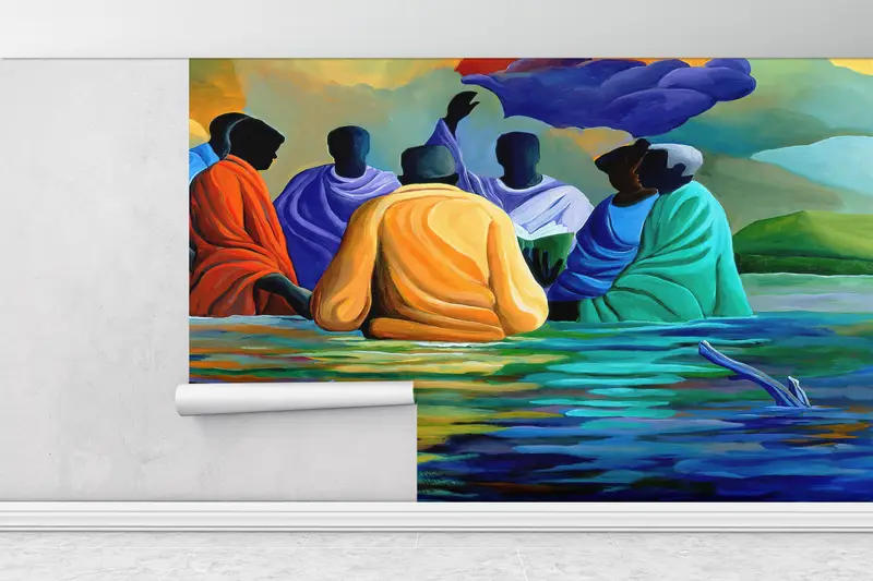 Baptism Wall Art, Paper Wall Art, African Wall Painting, Wall Paper Peel and Stick, 3d Wall Paper, African People Mural, - 6