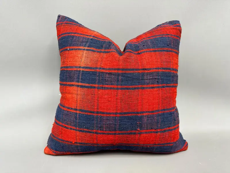 Handmade Kilim Cushion, Southwestern Pillow Case, Pillow, 18x18 Blue Cushion Case, Vintage Kilim Throw Pillow, Pillow for Sofa - 1