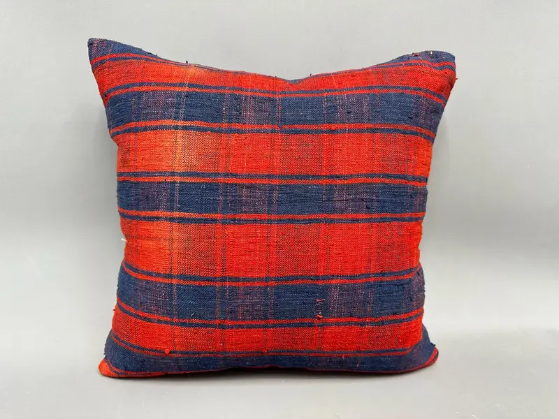 Handmade Kilim Cushion, Southwestern Pillow Case, Pillow, 18x18 Blue Cushion Case, Vintage Kilim Throw Pillow, Pillow for Sofa - 4