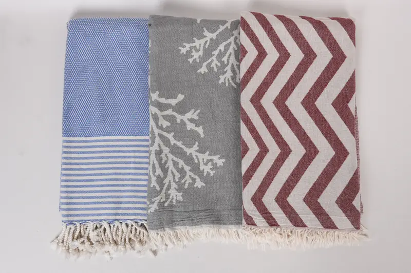 Large Turkish Towel, 70x40 Cotton Set of 8 Towel, Bridal Gifts, Luxury Turkish beach towel with fringe, Absorbent Turkish towel, Wedding Gift - 7