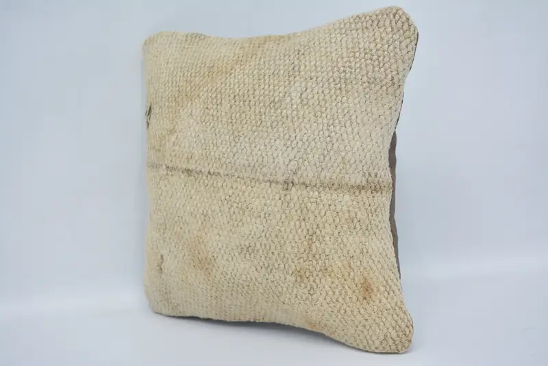 Boho Chic Cushion Case, 12x12 Beige Cushion, Vintage Kilim Throw Pillow, Home Decor Pillow, Tapestry Cushion, Cushion, Interior Designer Pillow - 4