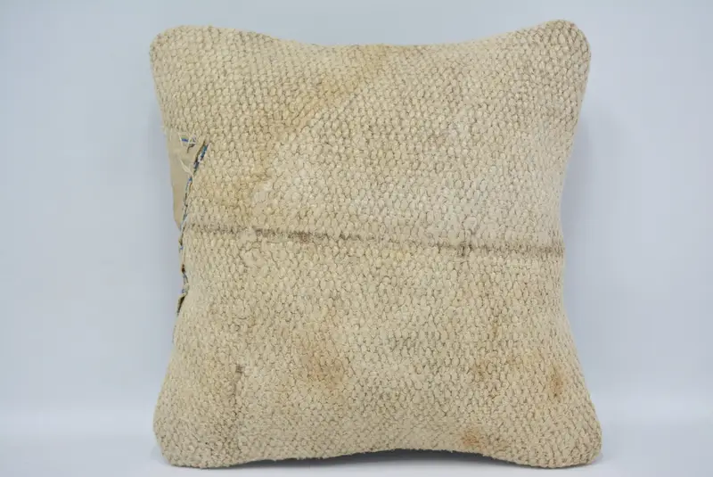 Boho Chic Cushion Case, 12x12 Beige Cushion, Vintage Kilim Throw Pillow, Home Decor Pillow, Tapestry Cushion, Cushion, Interior Designer Pillow - 1