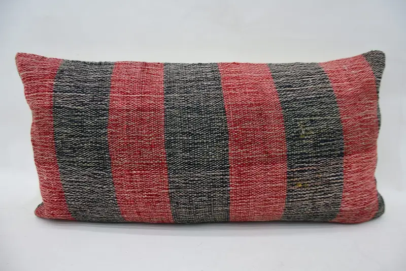 Pillow Cover, Pillow for Couch, Cotton Cushion Cover, Kilim Cushion Sham, 12x24 Blue Pillow Cover, Ethnical Kilim Rug Pillow - 4