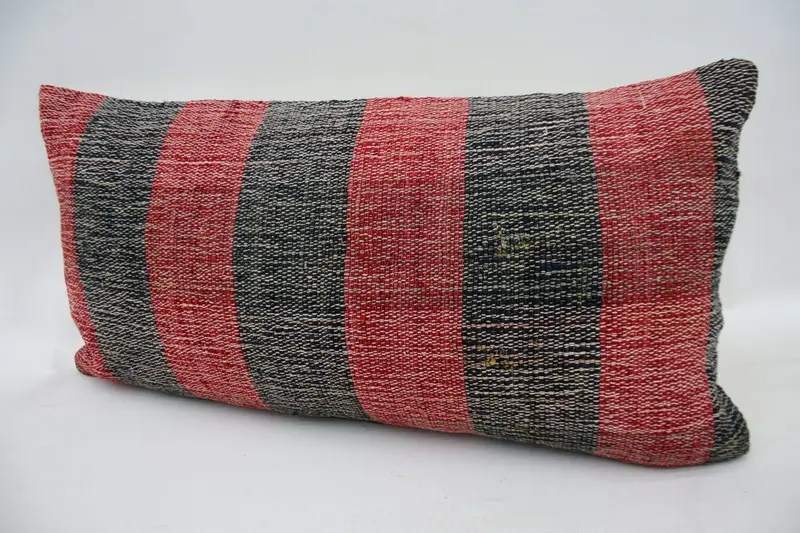 Pillow Cover, Pillow for Couch, Cotton Cushion Cover, Kilim Cushion Sham, 12x24 Blue Pillow Cover, Ethnical Kilim Rug Pillow - 3