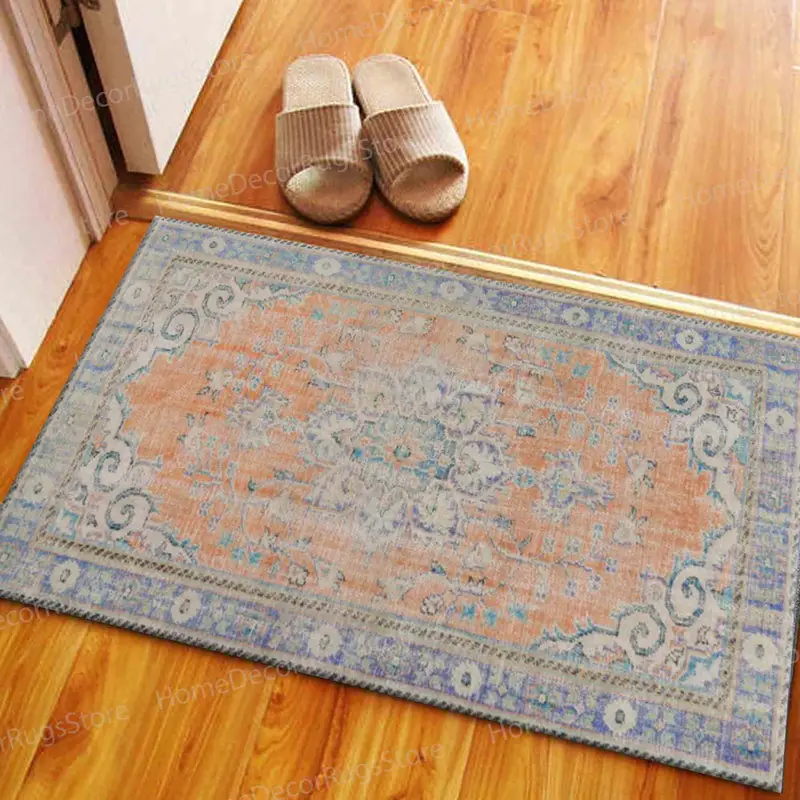 Lila Medaillon-Teppich mit ethnischem Muster – moderner Wohnakzent