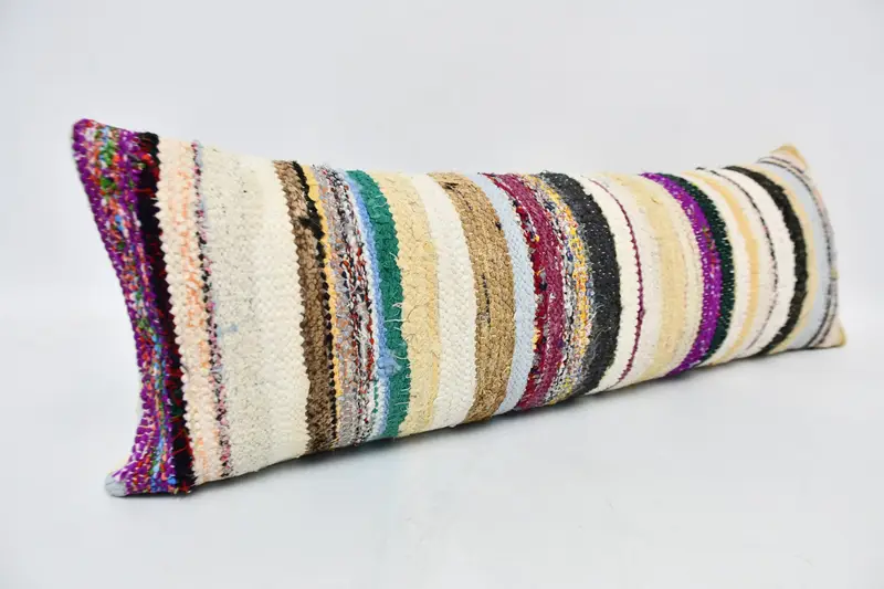 Pillow Case, 12x36 White Cushion Cover, Boho Pillow, Toss Pillow, Gift Pillow, Bench Cushion Cover, Turkish Kilim Pillow, Authentic Pillow Case - 3
