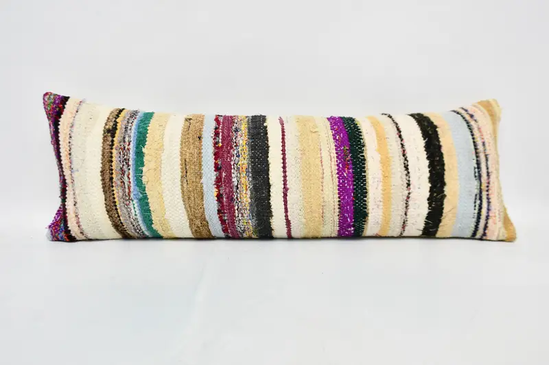 Pillow Case, 12x36 White Cushion Cover, Boho Pillow, Toss Pillow, Gift Pillow, Bench Cushion Cover, Turkish Kilim Pillow, Authentic Pillow Case - 1
