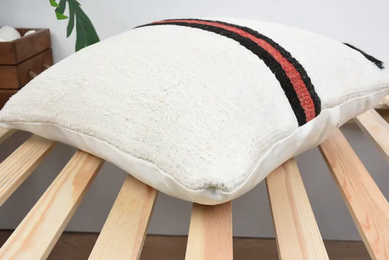 Boho Chic Pillow, Pillow Sham, Vintage Kilim Pillow, Gift Pillow, Tribal Cushion Case, Handmade Kilim Cushion, 18x18 White Pillow, Authentic Pillow - 6