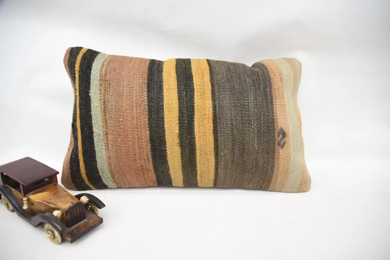 Bench Cushion, Cushion, Throw Kilim Pillow, Outdoor Patio Cushion, Indoor Pillow Sham, 12x20 Brown Pillow Case, Turkish Pillow, Home Decor Pillow - 1