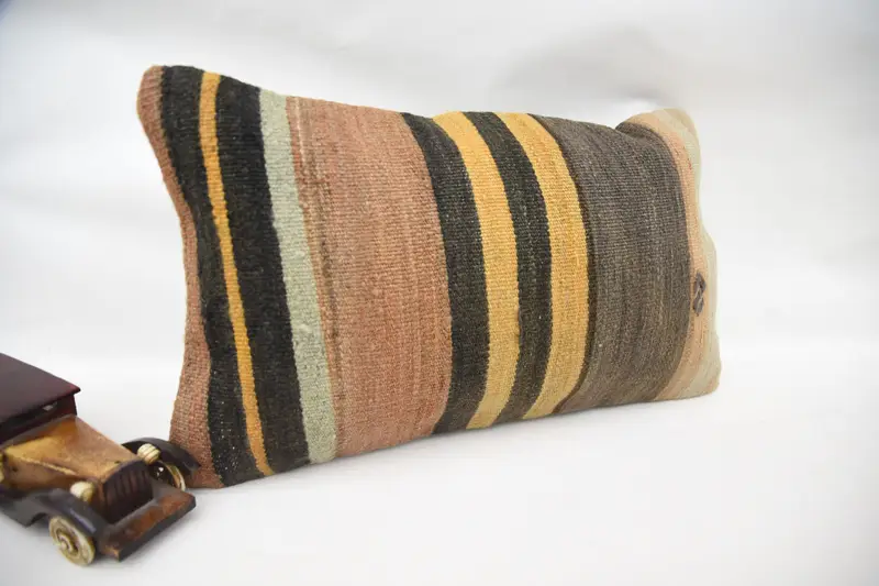 Bench Cushion, Cushion, Throw Kilim Pillow, Outdoor Patio Cushion, Indoor Pillow Sham, 12x20 Brown Pillow Case, Turkish Pillow, Home Decor Pillow - 2