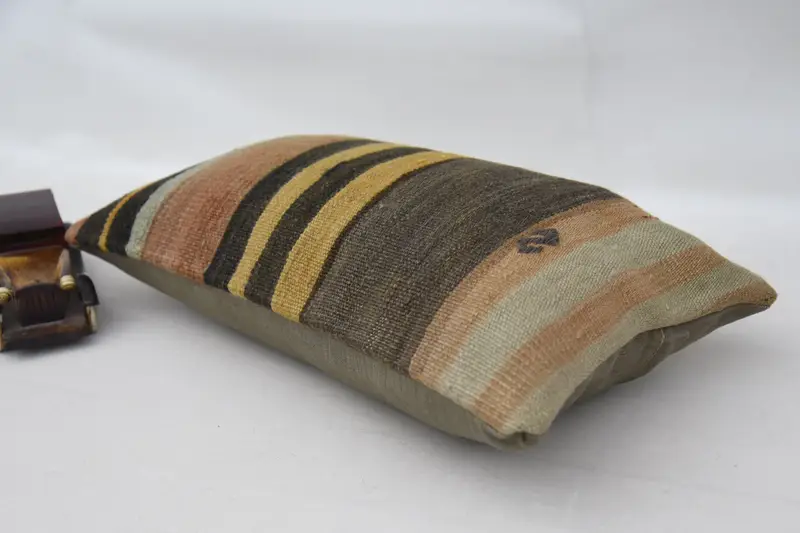 Bench Cushion, Cushion, Throw Kilim Pillow, Outdoor Patio Cushion, Indoor Pillow Sham, 12x20 Brown Pillow Case, Turkish Pillow, Home Decor Pillow - 6