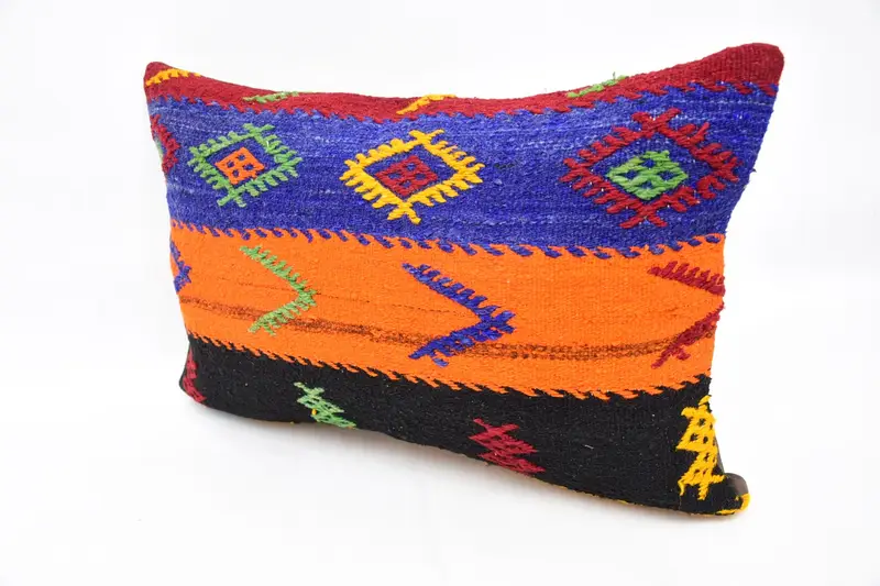 Oriental Cushion Cover, Kilim Cushion Sham, Pillow for Couch, Ikat Cushion Cover, 16x24 Blue Pillow, Cushion, Vintage Kilim Pillow, Nomadic Pillow - 4