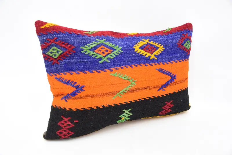 Oriental Cushion Cover, Kilim Cushion Sham, Pillow for Couch, Ikat Cushion Cover, 16x24 Blue Pillow, Cushion, Vintage Kilim Pillow, Nomadic Pillow - 3
