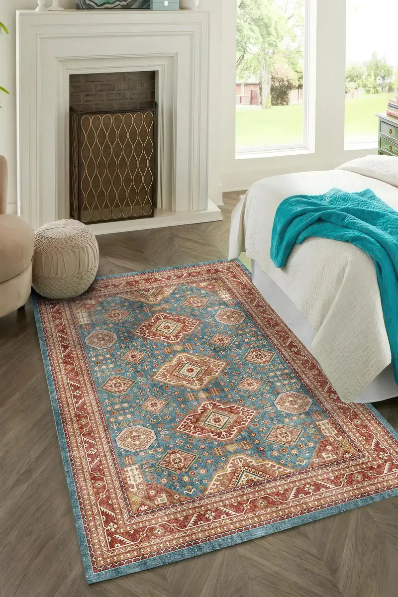 エレガントなTılsım Kadifeプリントラグ：モダンなデザインと快適さ