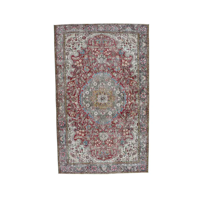 Vintage Large Rug 6.2x10.2 ft, Red Floral Turkish Wool Rug - 1