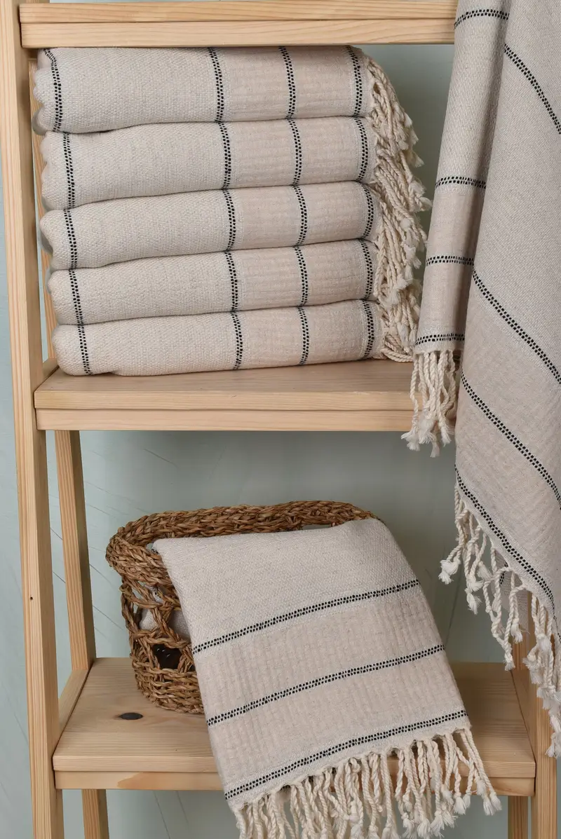 Absorbent Turkish towel, Bachelorette Party Decorations, Fouta towel, 70x40 Linen Striped Towel, Wedding Gift Ideas, Handwoven Turkish Towel - 3
