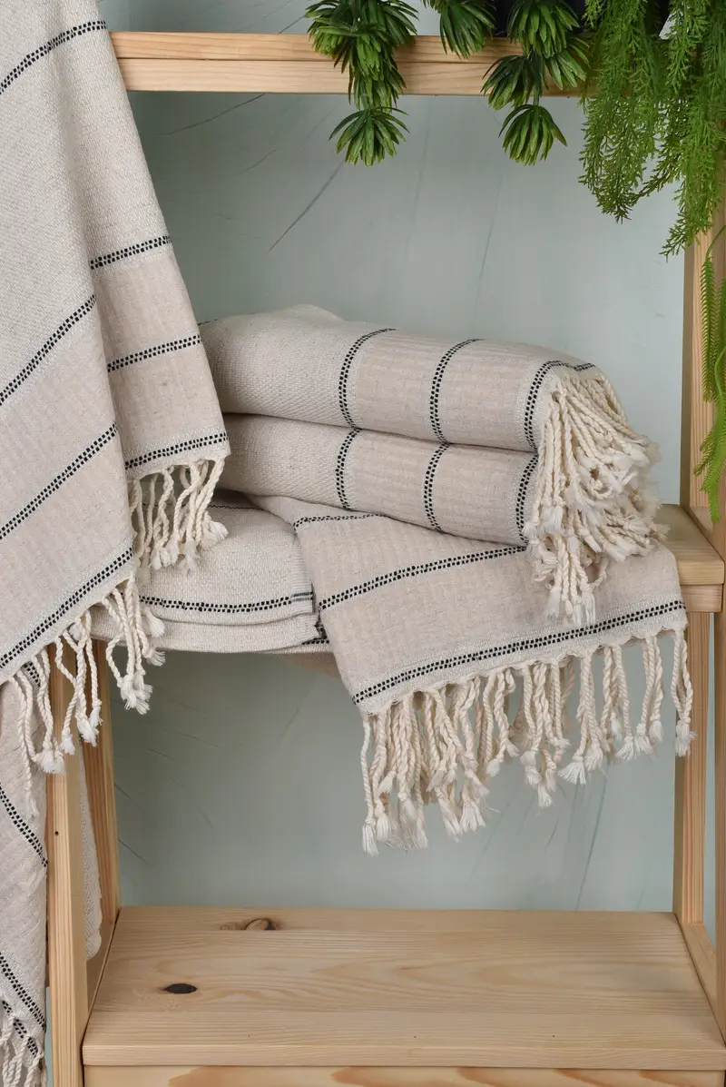 Absorbent Turkish towel, Bachelorette Party Decorations, Fouta towel, 70x40 Linen Striped Towel, Wedding Gift Ideas, Handwoven Turkish Towel - 6