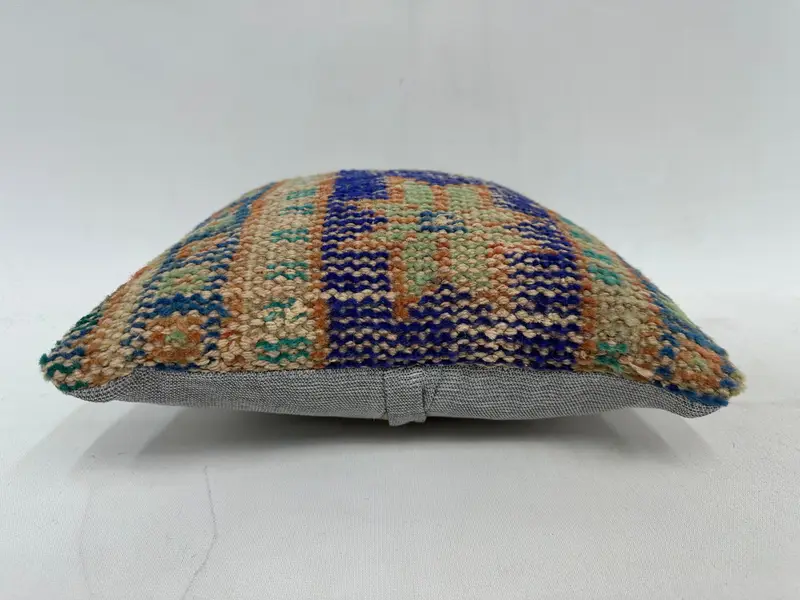 Floor Pillow Case, Pillow Case, Ethnical Kilim Rug Pillow, Kilim Cushion Sham, Colorful Cushion Cover, Gift Pillow, 12x12 Blue Cushion - 5