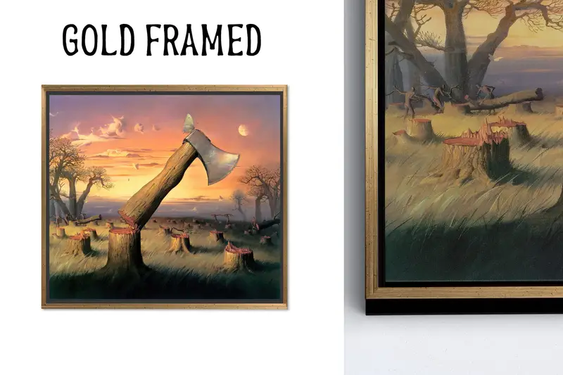 抽象的なモダンなキャンバス: ウラジミール・クシュによる赤い木の切断