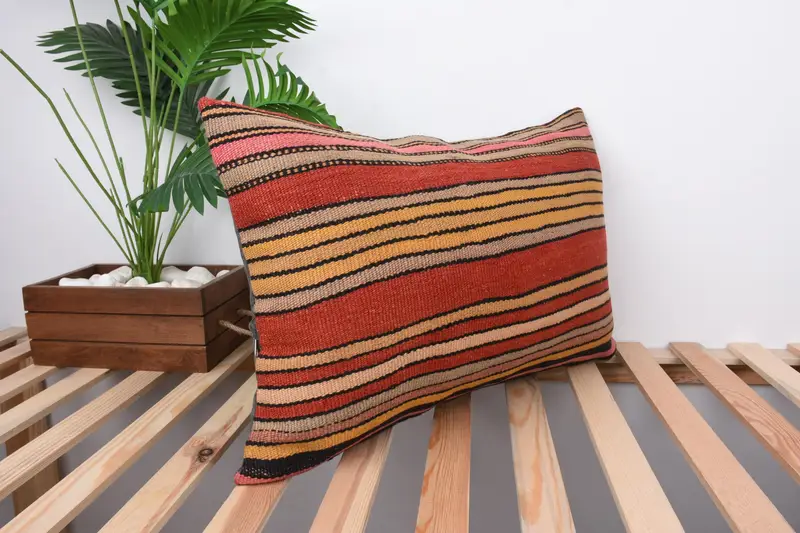 Cozy Throw Pillow Cover, Kilim Cushion Sham, Pillow Sham, Pillow for Sofa, 16x24 Red Pillow Sham, Boho Pillow, Office Chair Cushion - 4