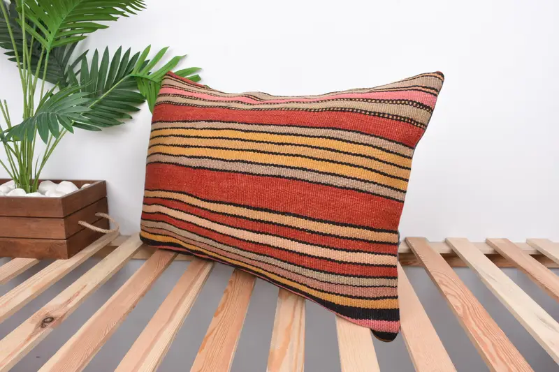 Cozy Throw Pillow Cover, Kilim Cushion Sham, Pillow Sham, Pillow for Sofa, 16x24 Red Pillow Sham, Boho Pillow, Office Chair Cushion - 5